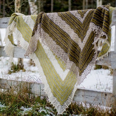 Pattern includes two sizes of Saana shawl